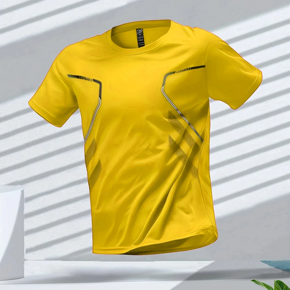 Men's T-Shirts Running Sportswear Color Block Men Breathable Short Sleeve Round Neck Sports Shirt Woman Gym Outdoor Workout Tee image 6