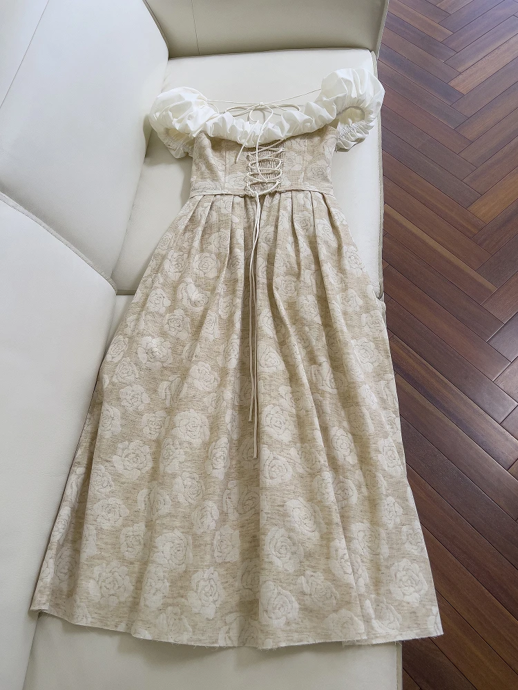 

Vaion Высокая талия на одно плечо Bubble Sve Dr Ретро Sle Хлопковая длинная повседневная юбка трапециевидной формы с высокой талией для свиданий