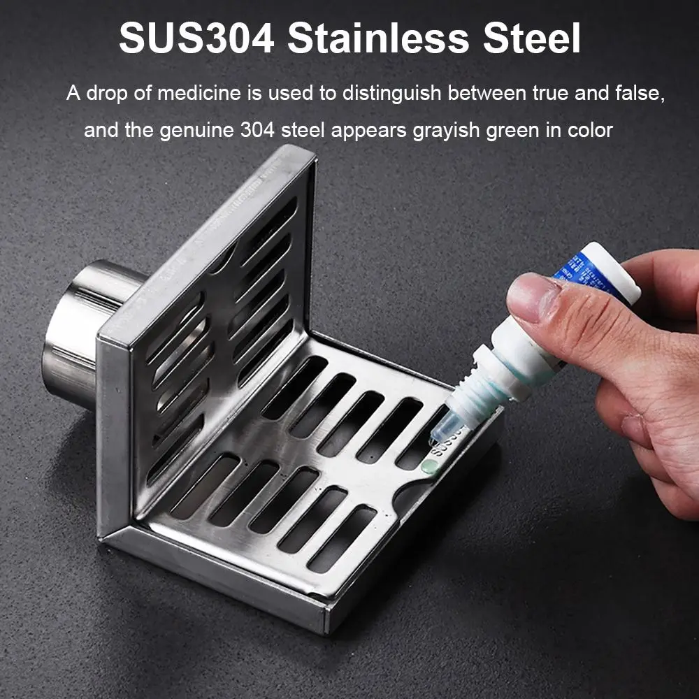 Durable for 50 Pipe Corner Floor Drain 304 Stainless Steel Wear Resistant Side Drainage 10cm L Shape Wall Drain Balcony