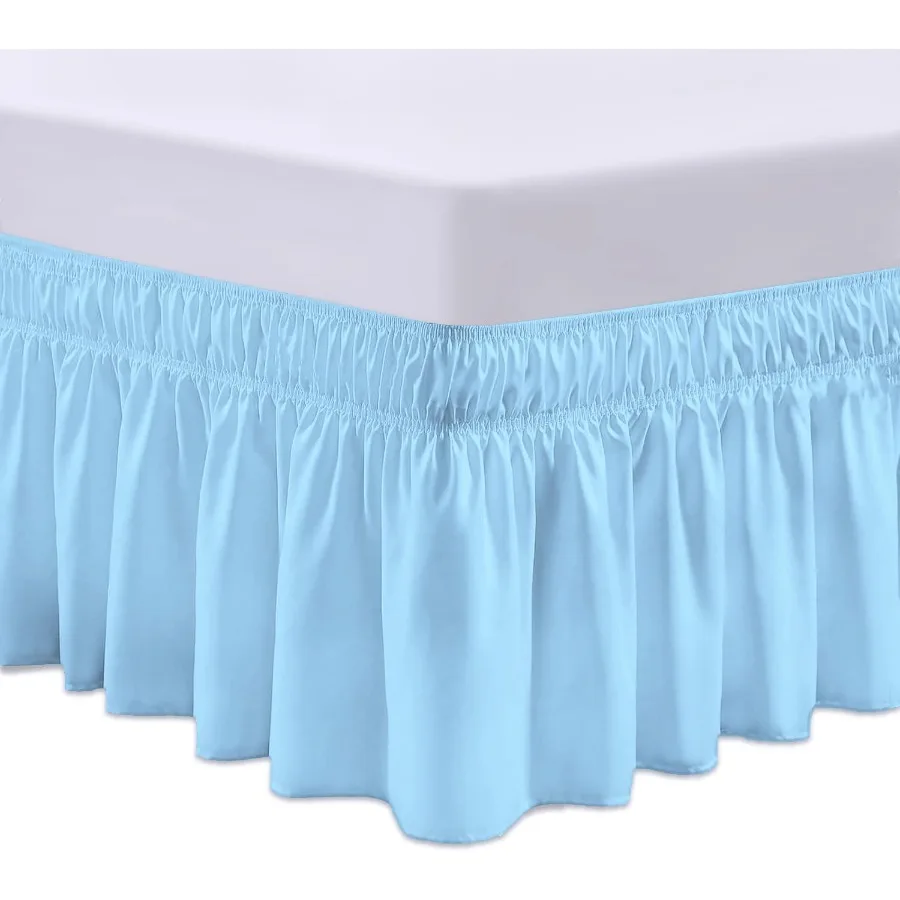 

18 inch Drop Wraparound Bed Skirt for Queen Size Beds No Lifting Required with Adjustable Easy Fit Elastic Straps Classic Gathe