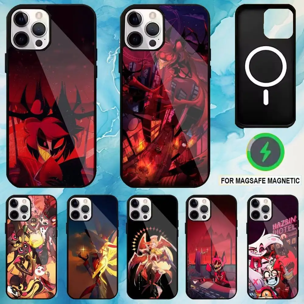 

Cartoon H-Hazbi H-Hotel Phone Case For iPhone17,16,15,14,13,12,11 Plus,Pro Max Magnetic For Magsafe Wireless Charging