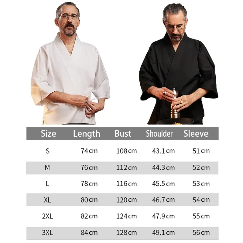Chaqueta tipo kimono de Chef japonés, uniforme de Chef de restaurante de Sushi Izakaya, ropa de Chef de cocina coreana, Tops de cocina de camarero