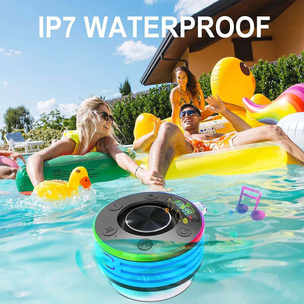 Bluetooth-Compatible 3 Shower Speaker With Built-in Subwoofer FM Radio Function Shower Speaker IPX7