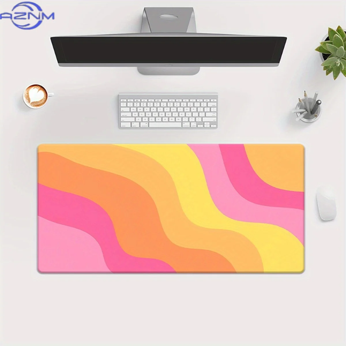 [Ideal Gift] 1pc Wave-Patterned Printed Desk Pad, Multifunctional XXL Mouse Pad, Suitable for Gaming Keyboards And Mice, Ideal f