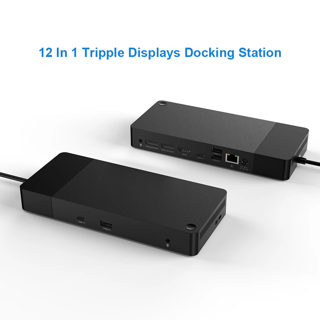 Docking Station Triple Display USB 3.0 DP HDMI-Compatible 4K 60HZ Splitter RJ45 10/100/1000M Ethernet Port 3.5mm Audio Jack HUB