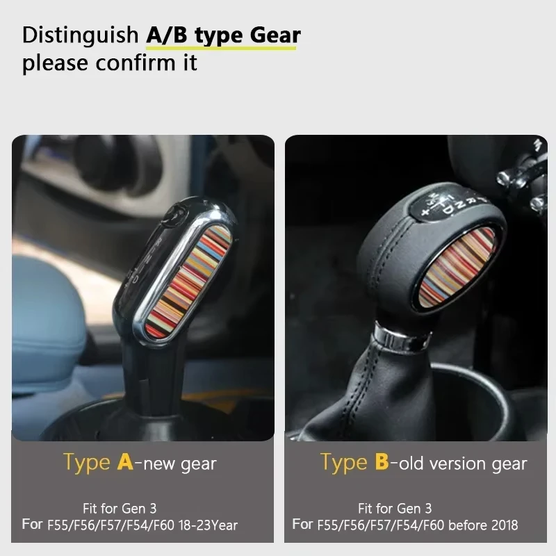 2 ชิ้น/เซ็ตแก้ไขตกแต่ง Patch เกียร์หัวสติกเกอร์ภายในรถสติกเกอร์สําหรับ MINI COOPER F55 F56 F60 F54 รถสติกเกอร์