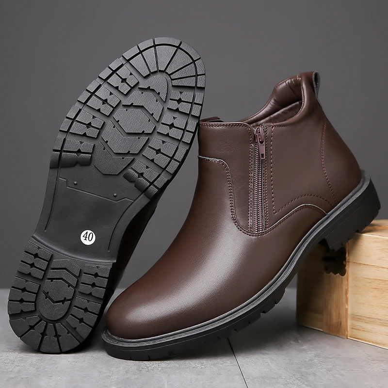 Botas altas para hombre con cierre de cremallera, cómodas, para todas las estaciones, disponibles en tallas grandes y con un diseño moderno.