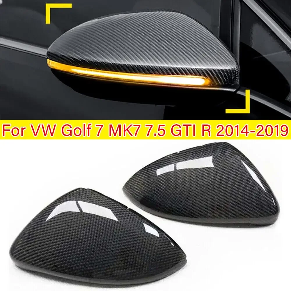 

For VW GOLF 7 MK7 MK7.5 R GTI 2014-2019 Real Carbon Fiber Car Replacement Rearview Side Mirror Wing Cover Cap Exterior Case Trim