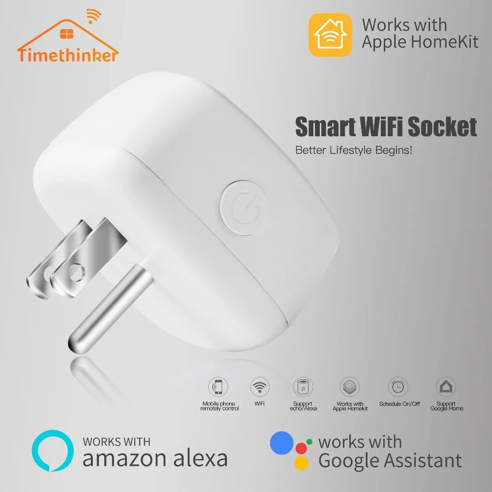 Timethinker WS4 Smart WiFi Socket for Apple Homekit US EU Plug for Alexa Google Home Siri Voice Control Timer Module Sockets