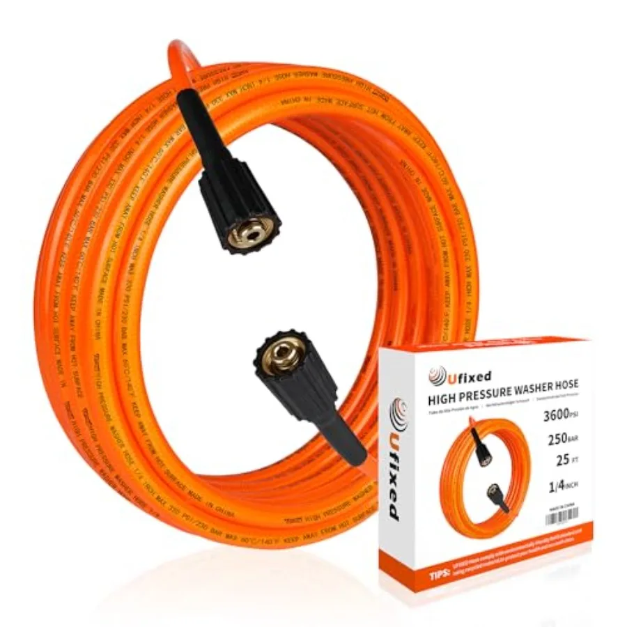

1/4" Prure Washer Hose M22-14, 3600psi, Quick Connect, 360° Swivel, Kink-resistant, Suit for Main Prure Washer, -Red