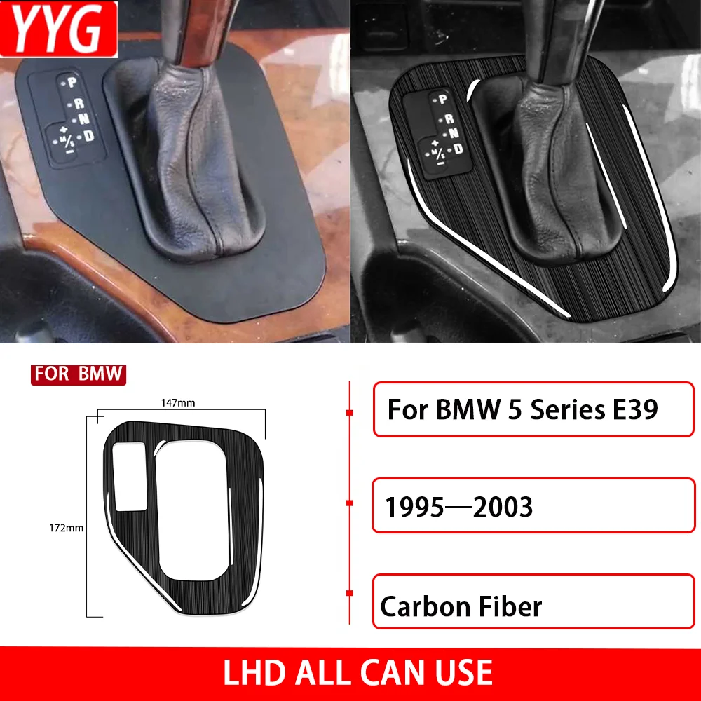 For BMW 5 Series E39 1995—2003 Black Streak Car Accessories Gear Shift Box Panel Cover Frame Trim Sticker Modification