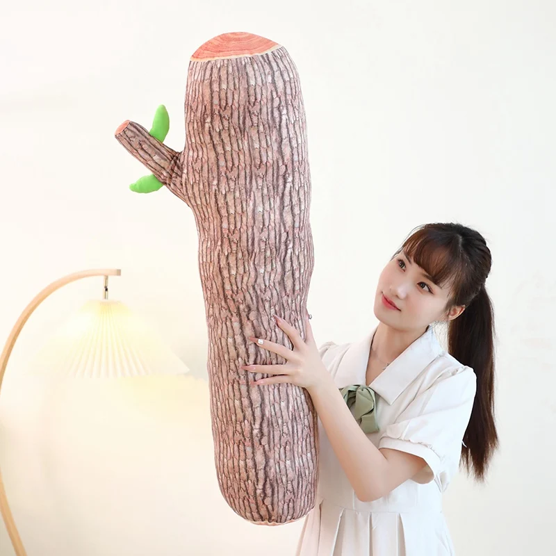 Creative Simulation Tree Stump Wood Pillow Cushion Plush Toy Sleeping Long Pillow For Girl Birthday Gift