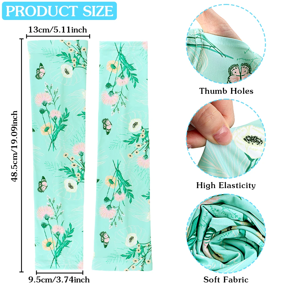 Butterfly and Flowers Gardening Arm Sleeves for Farm Sun Protection Summer UV protection Arm Sleeves to Cover Arms for Garden