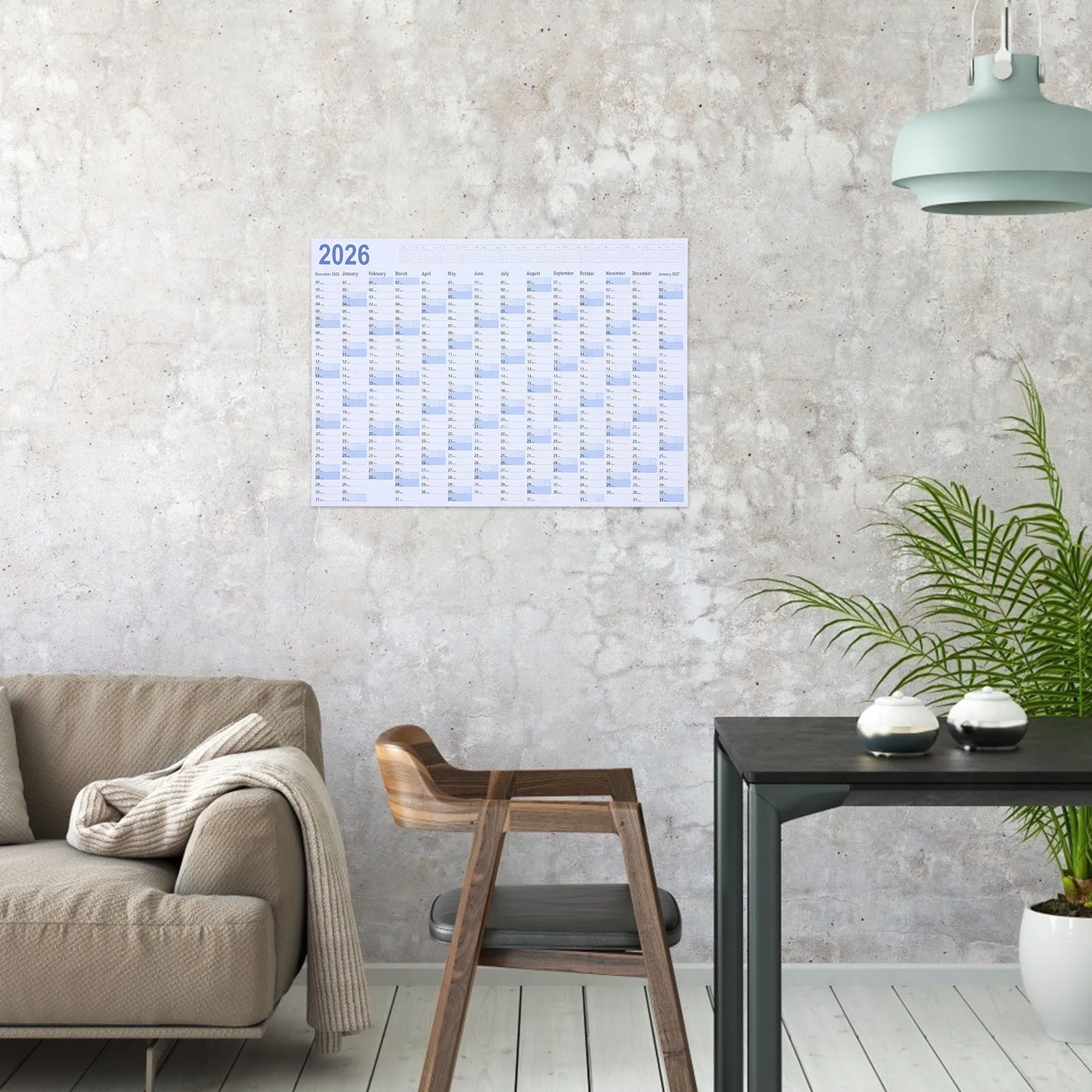 2 세트 2026 점보 벽 달력 대형 월간 플래너 사무실 가정 가족 업무 이벤트를 위한 쓰기 가능한 연간 일정 주최자