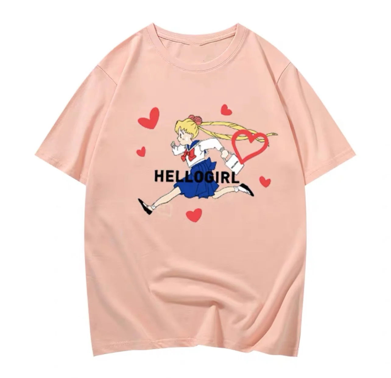 Summer New Sailor Moon Cartoon Short Sleeve Shoulder T-Shirt Women\'s Loose Half Sleeve Top Trendy New