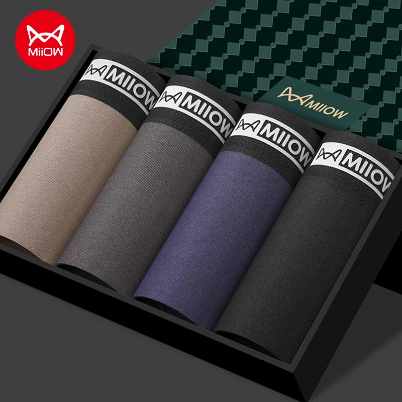 

MiiOW, 4 шт., мужское нижнее белье из чесаного хлопка, боксеры 7A, антибактериальные мужские трусы с промежностью, приятные для кожи мужские трусы, мужские боксеры