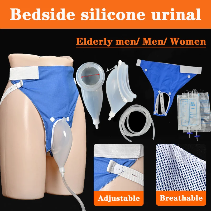 Reusable Silicone Urine Collector with Pee Catheter 1000Ml 2000Ml for Men Older Woman Bedridden Urinary Incontinence Patients