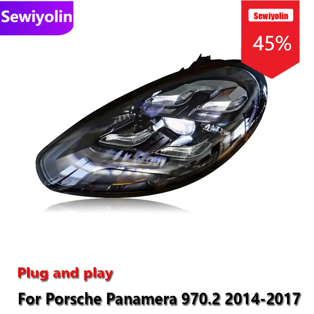 

Автомобильные светодиодные фары DRL в сборе для Porsche Panamera 970.2 2014-2017, противотуманные фары DRL, стоп-сигнал поворота Plug and Play