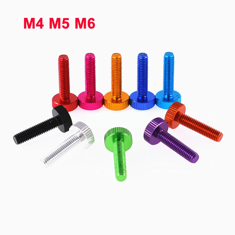 

2PCS M4 M5 M6 Aluminum Alloy Thumb Screws Plain Type Metric Knurled Head Manual Adjustment Screws Length 8/10/12/15/20/25mm