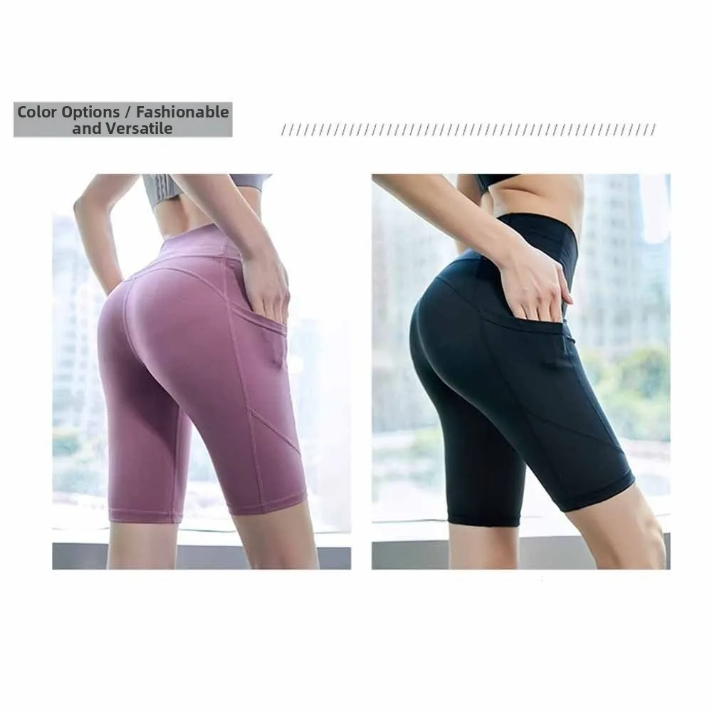 

Шорты для йоги с высокой талией, из эластичной ткани, бесшовные, облегающие, дышащие, однотонные, спортивные шорты для бега на открытом воздухе