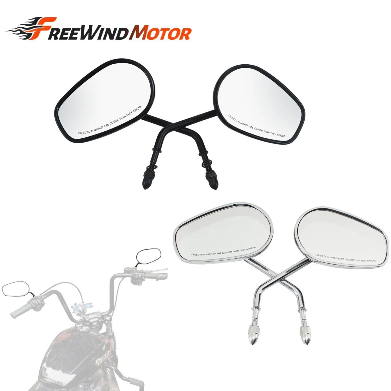 Motorrad 8mm Universal-Rückspiegel 5/16" Seitenspiegel aus Aluminium für Harley Suzuki Yamaha Honda KAWASAKI Road King Street Glide Street Bob Sportster Iron XL883 Dyna Softail Fat Boy 1984-2026