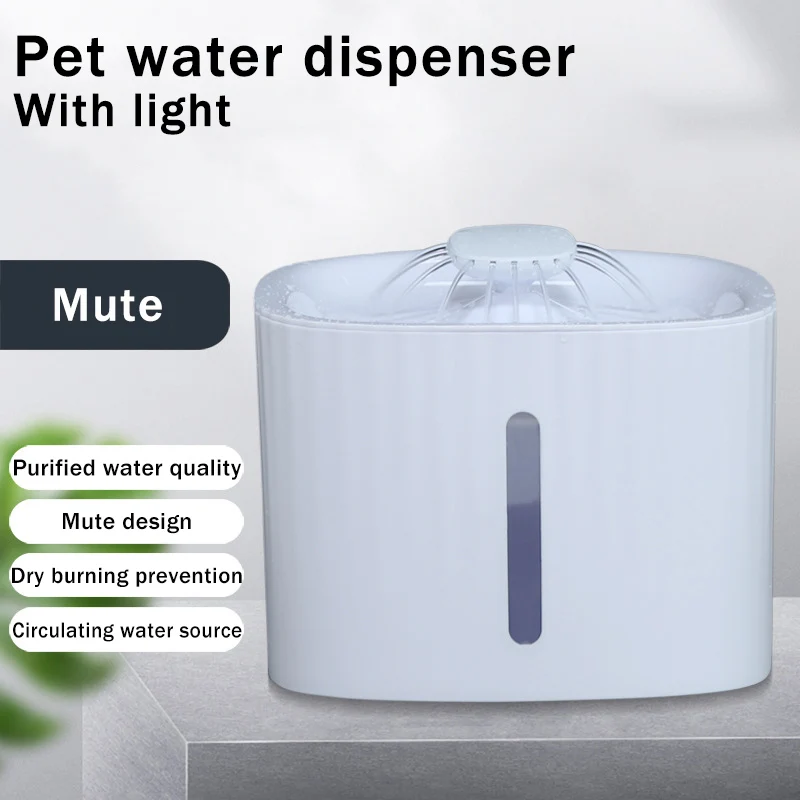 3L Cat Water Fountain Automatic Cat Water Dispenser Dog Pet Drinker Water Fountain With LED Indicator And 1 Replacement Filter