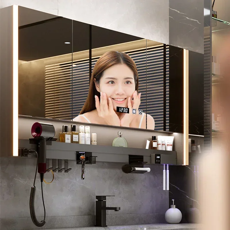 yu-1 Nordic Luxury Rock Plate Vanity Combo Vanity with Sink Fog Removal Storage Smart Mirror Cabinets Furniture Mueble Lavabo