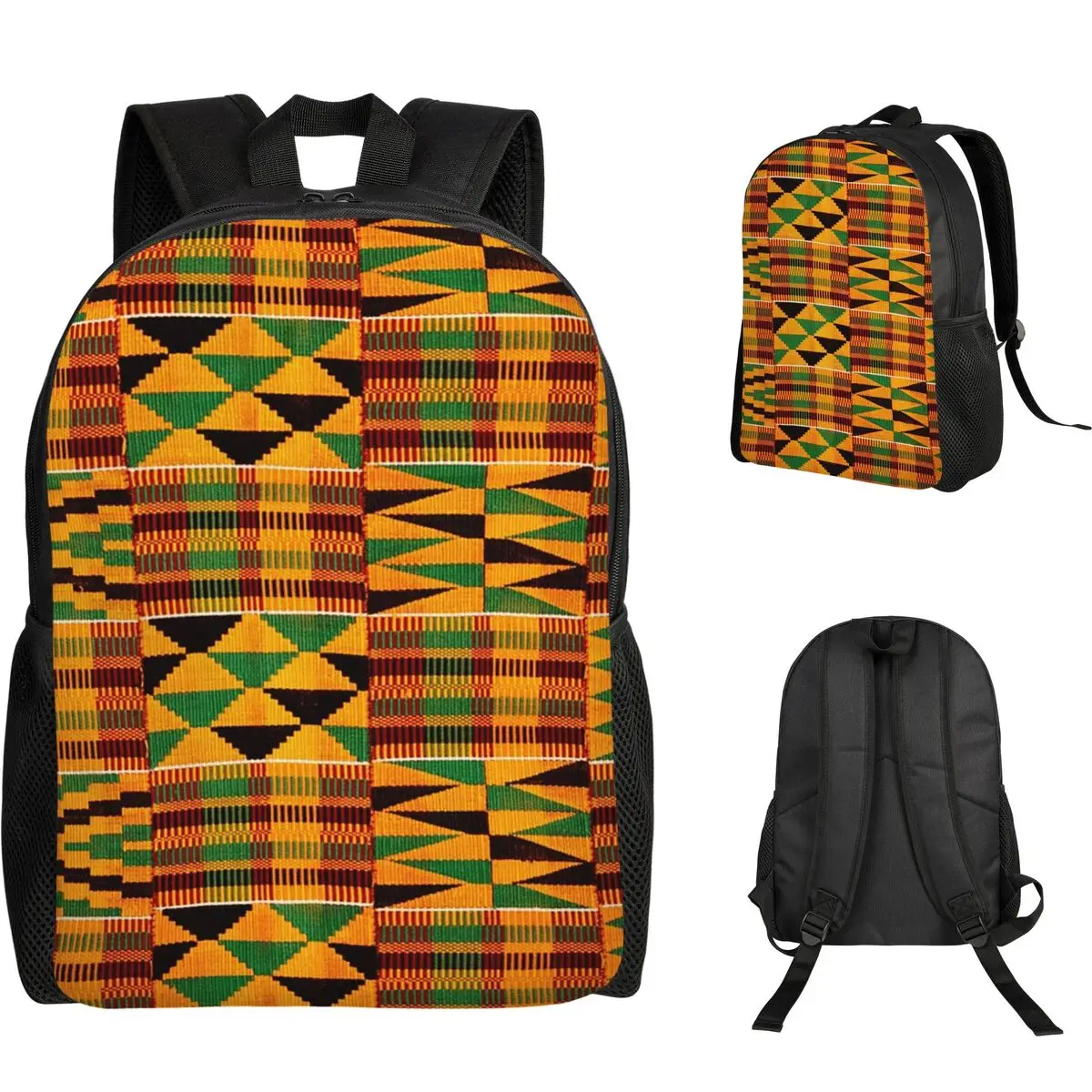 

African Pattern Authentic Kente Cloth Pattern African Ghana Design Backpack Student Boys Girls BookBag School Bag Laptop Bags