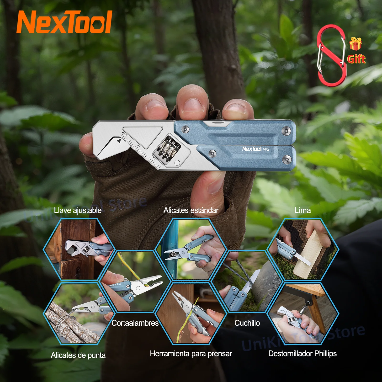 

NexTool 8 In 1 EDC Multitool Light Wrench W2 Folding Pliers Multi-functional Spanner Screwdriver Outdoor Bicycle Repair Tools