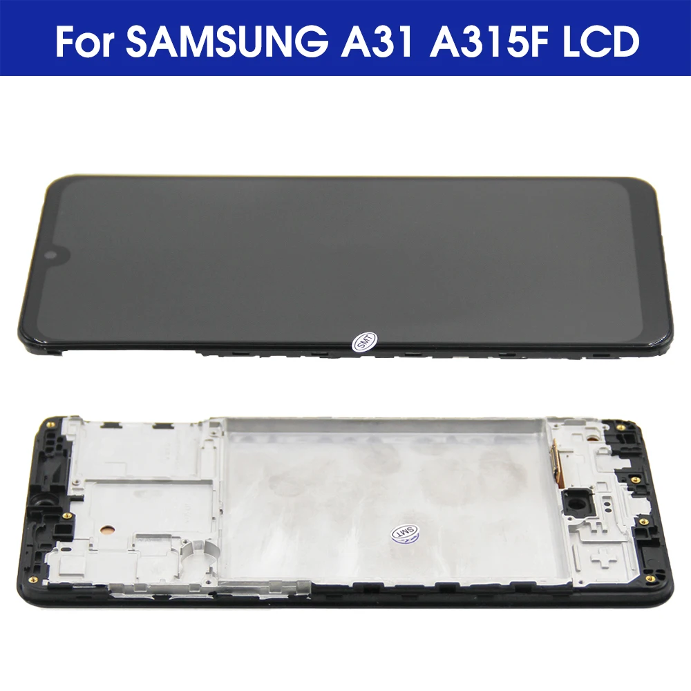 Super AMOLED A31 Display with Fingerprints, for Samsung Galaxy A31 A315 A315F Lcd Display  Digital Touch Screen with Frame