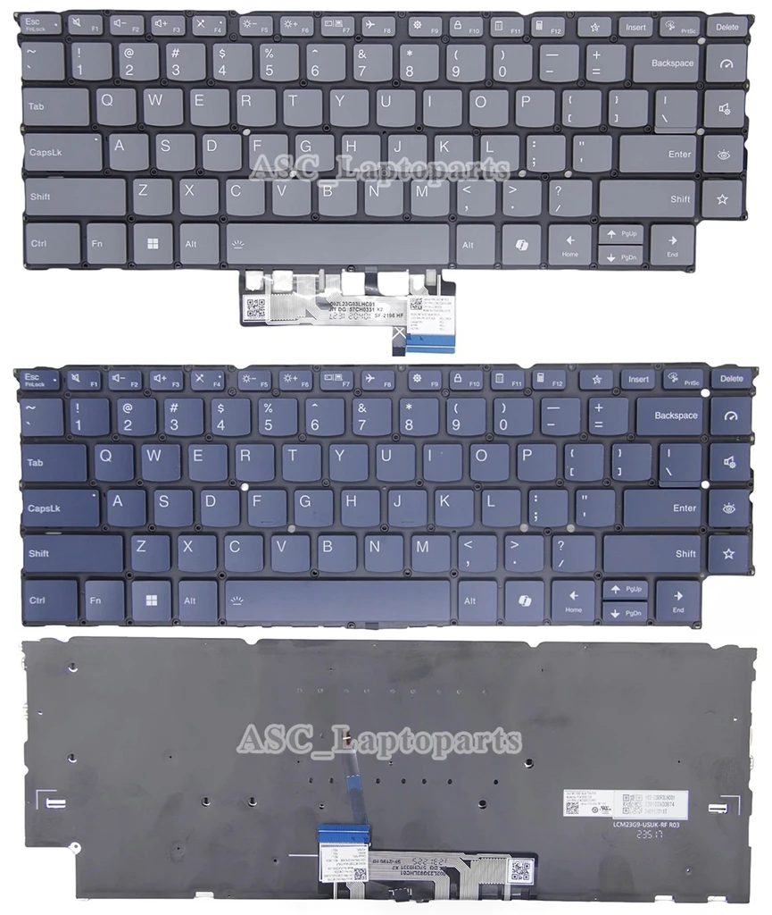 

New US QWERTY Keyboard for Lenovo Yoga 9 2-in-1 14IMH9 14ILL10 / Yoga 9i 2-in-1 14IMH9 BACKLIT , Gray Black / Blue , no Frame