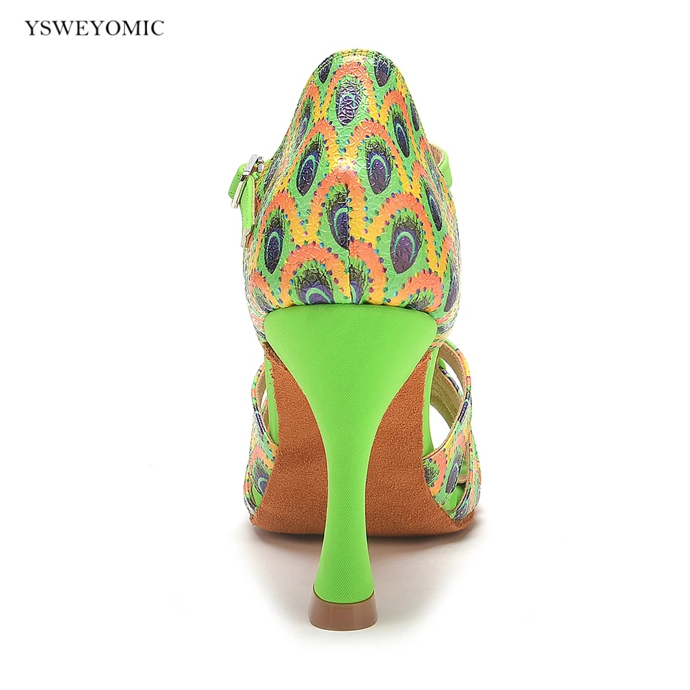 YSWEYOMIC Spring Style Green Girls and Women Latin Salsa Dance Shoes Customized indoor and Outdoor dance Shoes