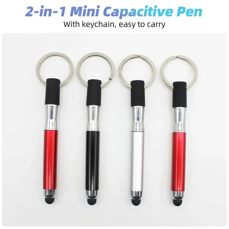Mini Capacitive Touch Stylus Pen with Key Ring and Soft Tip, 2 in 1 Portable Screen Pen for Phone Tablet