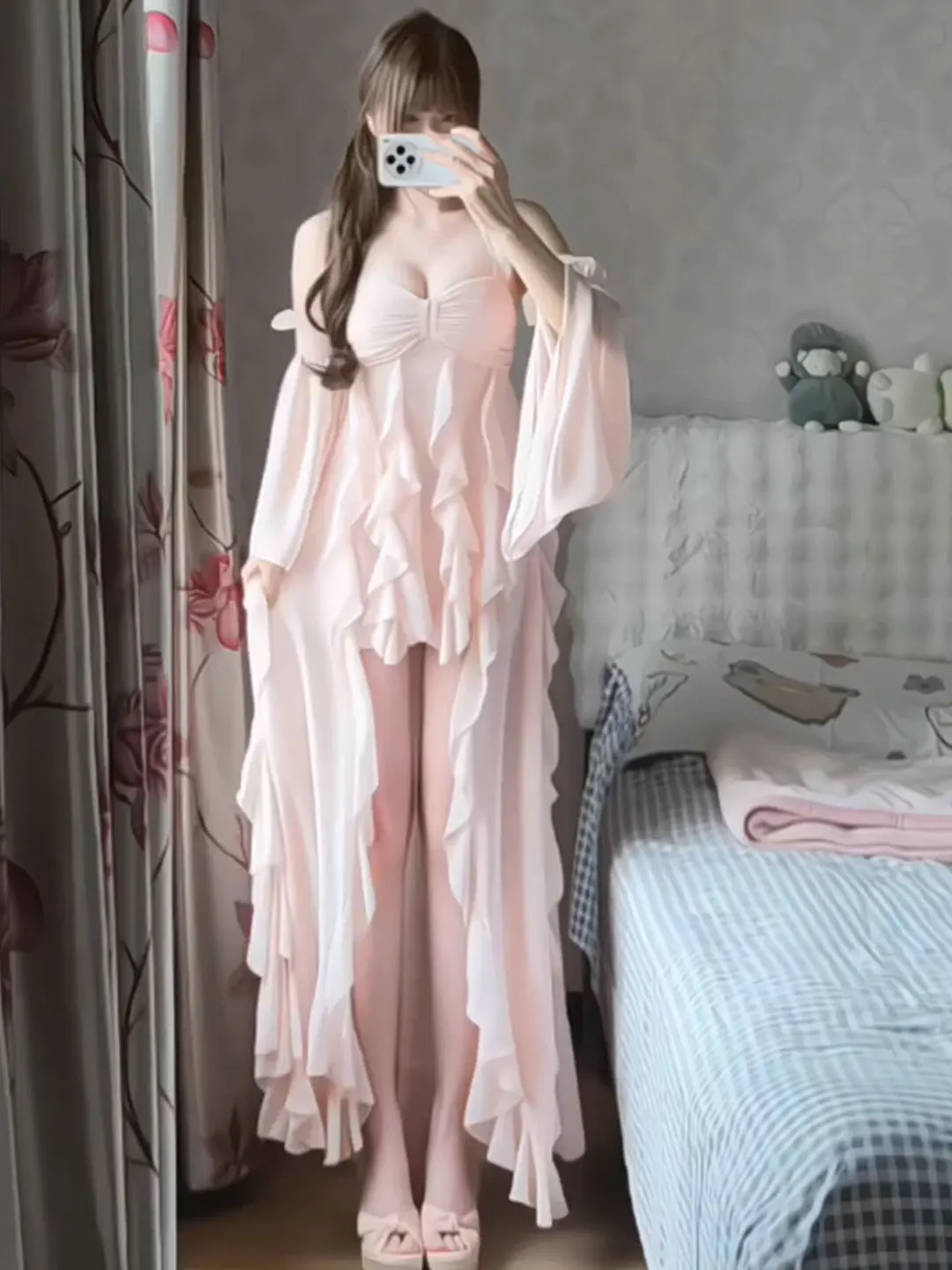 

Gentle Wind Unique Beautiful Irregular Dress Design Summer Long Skirt French Style Cotton Soft Medium Elasticity Home Office ...