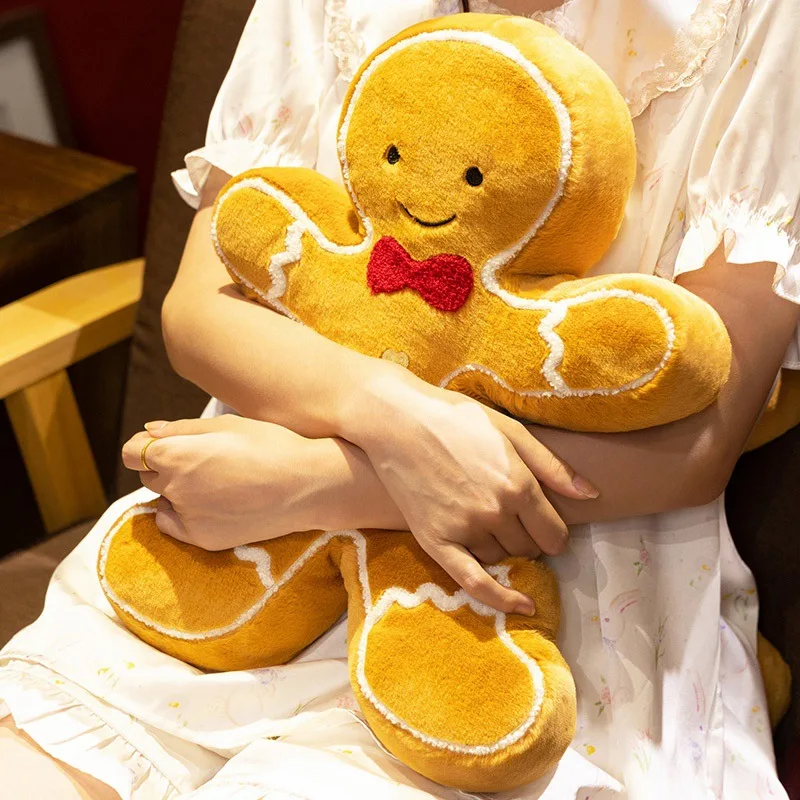 Coussin en peluche bonhomme de pain d'épices de Noël à mordre, jouet pendentif, décoration de Noël, cadeau de vacances pour enfants