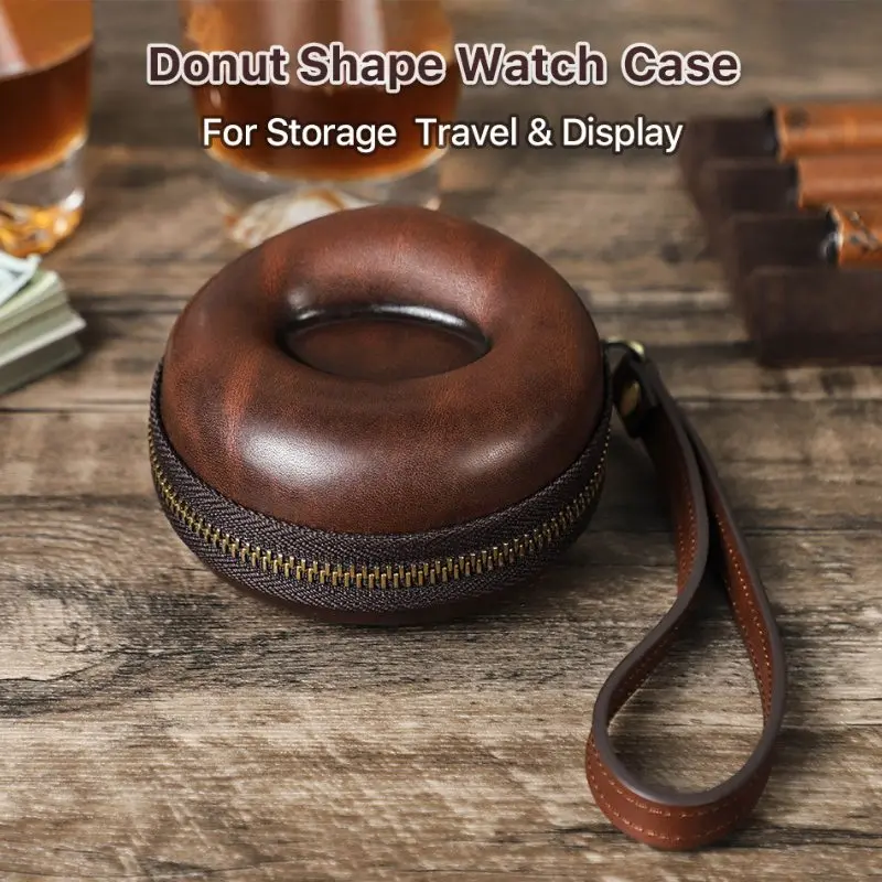 Travel Case Portable Genuine Leather Storage For Single Watch Impact-resistant For Wristwatches Smart Watches Luxury Box