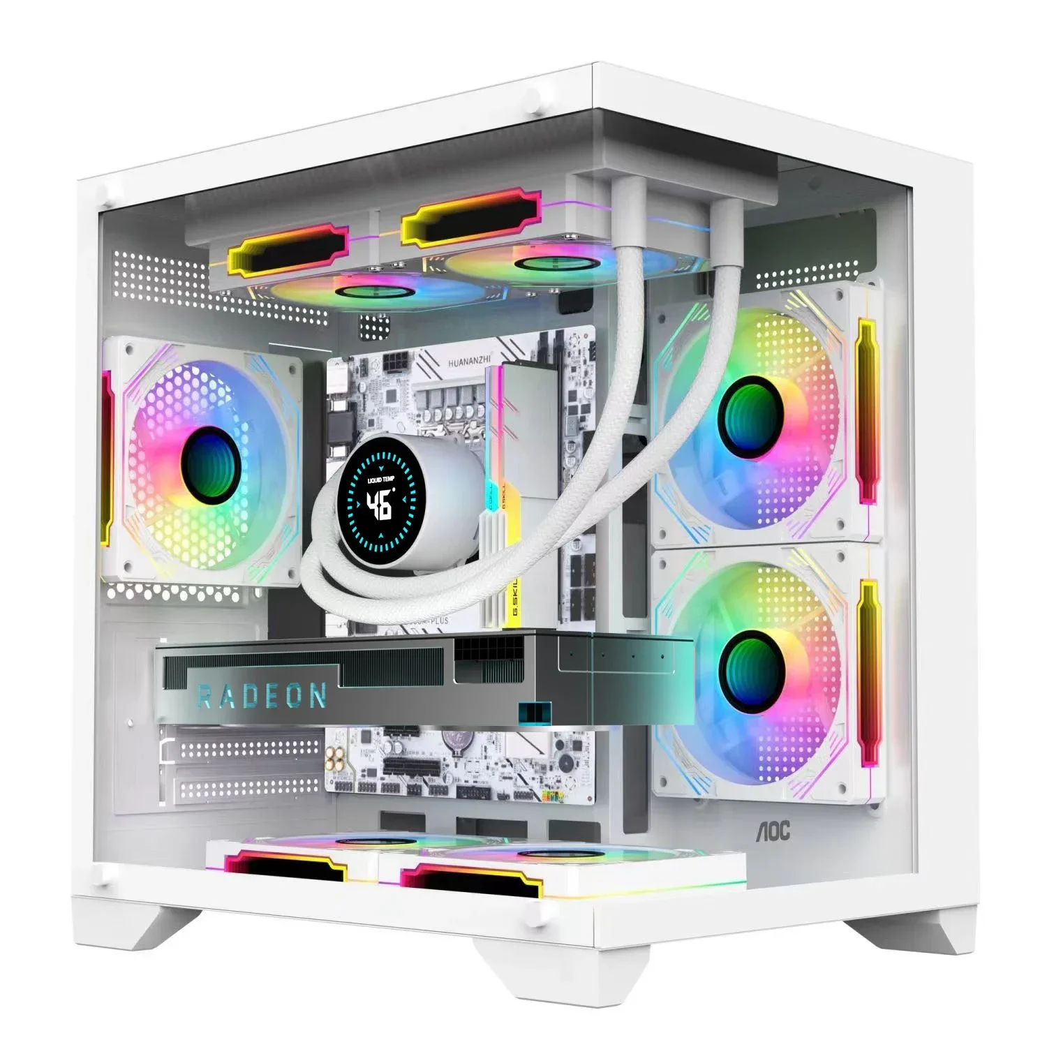

AY Pillarless Sea View Room MINI Computer Chassis Desktop M-ATX Full Side Transparent DIY Shell itx White