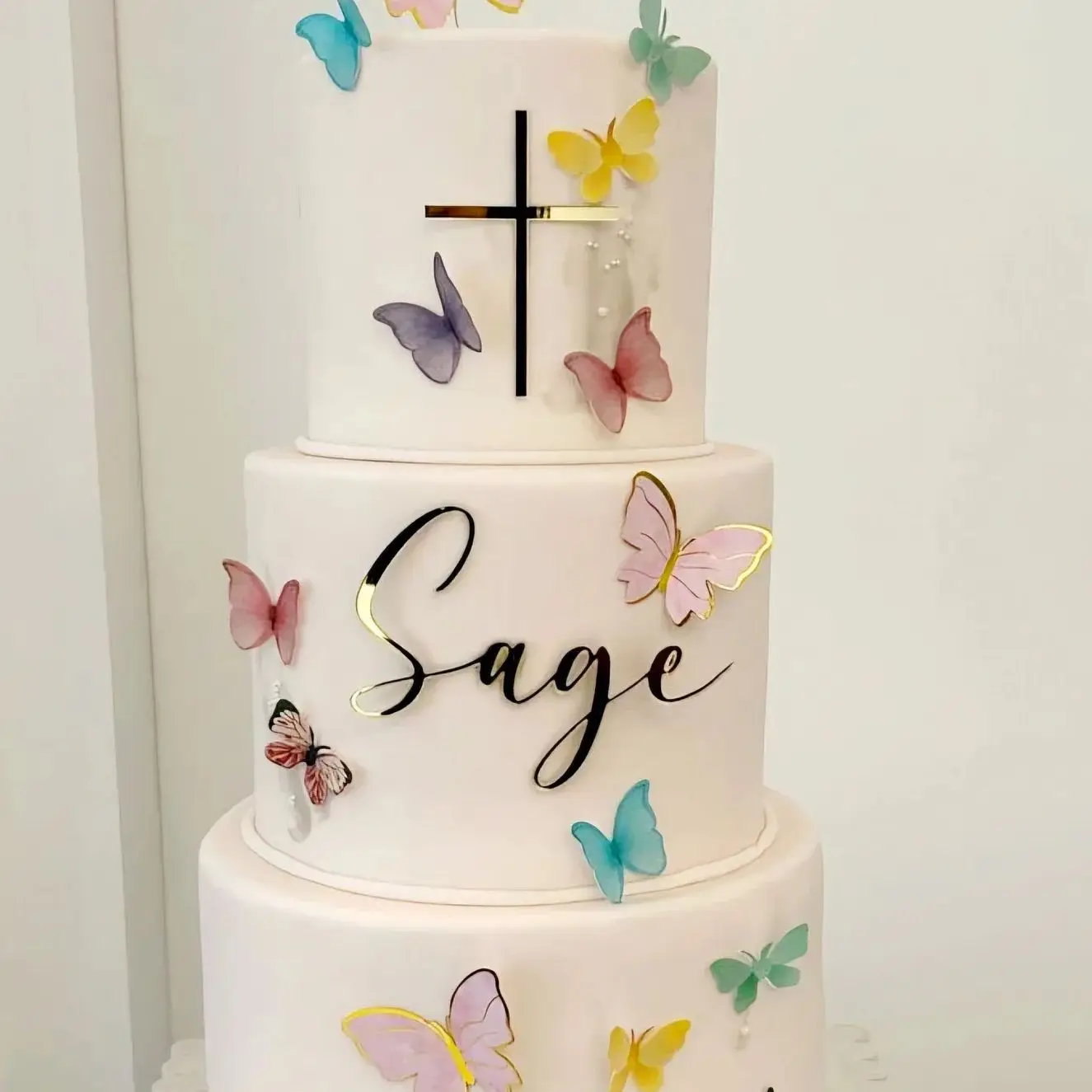 Adorno para tarta con nombre personalizado y cruz, bonito adorno para tarta de comunión, adorno para tarta de bautismo, decoración para tarta de bautizo