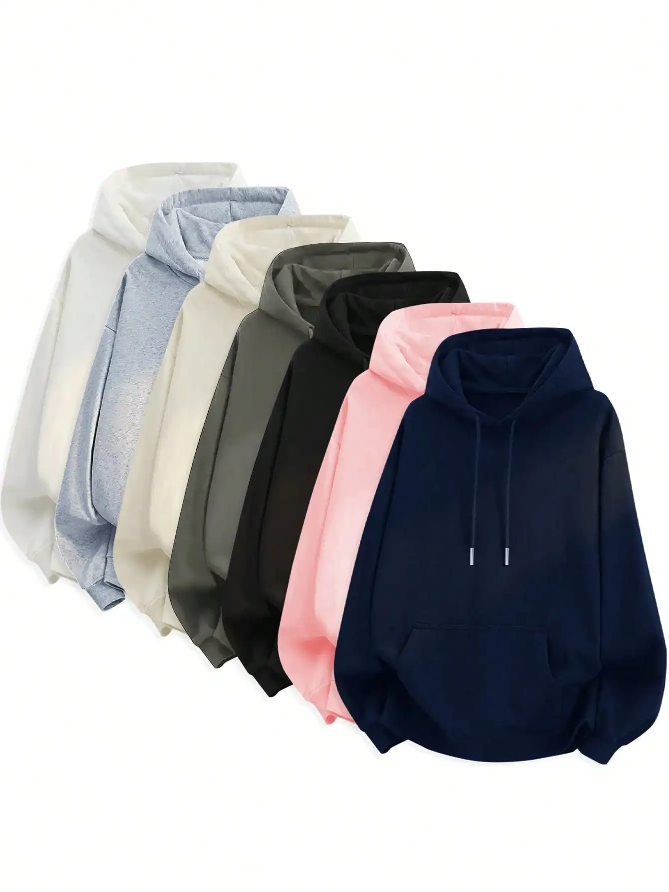 

Мужская однотонная толстовка с капюшоном - свободный крой, с завязками и передним карманом, для повседневной носки