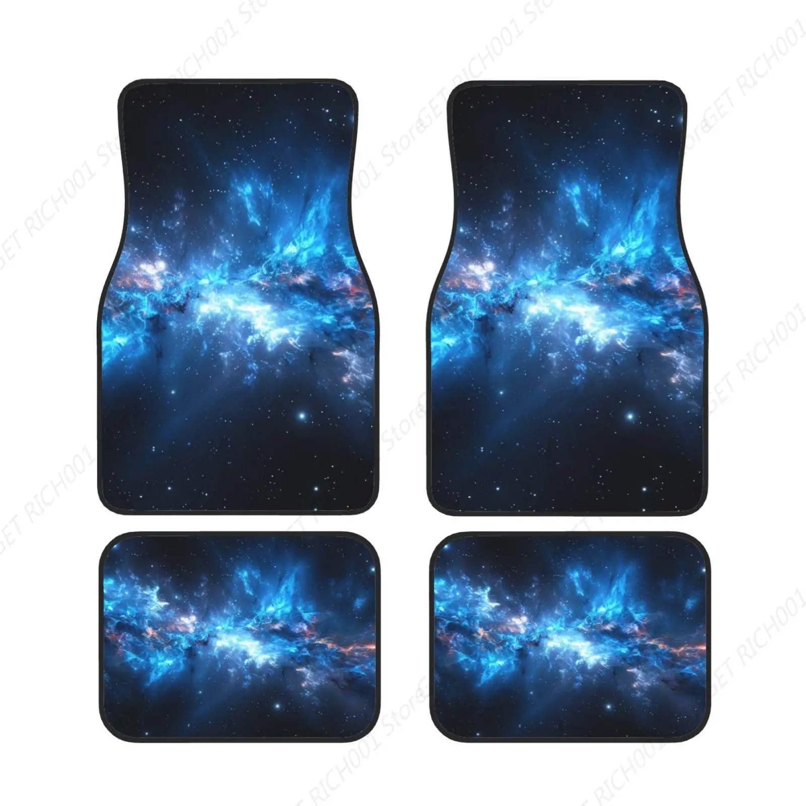 Blue Galaxy Funny Car Foot Mat Set Of 4 Pieces Set Carpet Floor Mats For Cars, Auto Accessories Front Rear