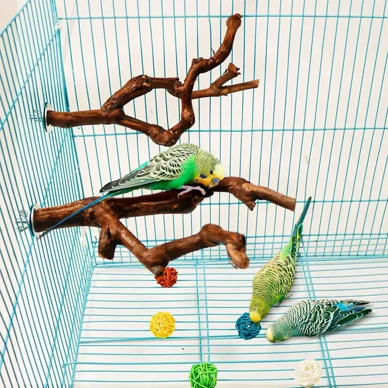 Bird Standing Stick Parrot Natural Wood Fork Branch Perch Bird Cage Hanging Swing Bird Standing Toys Birdcage Accessoriess