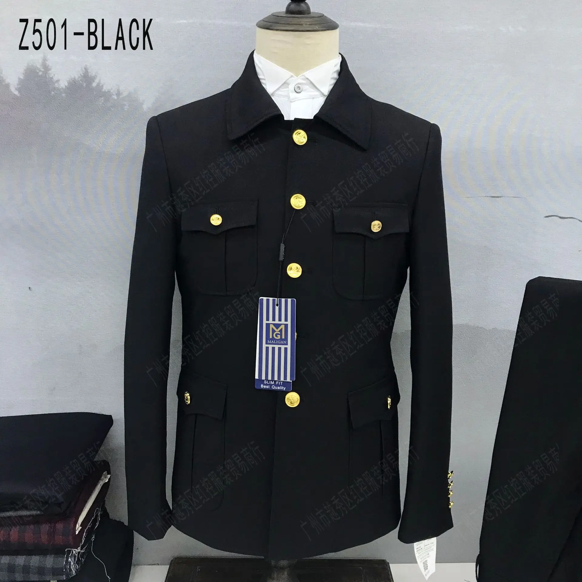 2 Pcs Suit Set Blazers Jacket Pants / 2023 Fashion Men\'s Casual Boutique Single Breasted Stand Collar Tunic Suits Coat Trousers