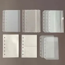 5Pcs A7 6-Hole PVC Loose Leaf Bags Binder Budget Pouches Photocards Collect Book Pocket Notebook Insert Pages Notebook Planner
