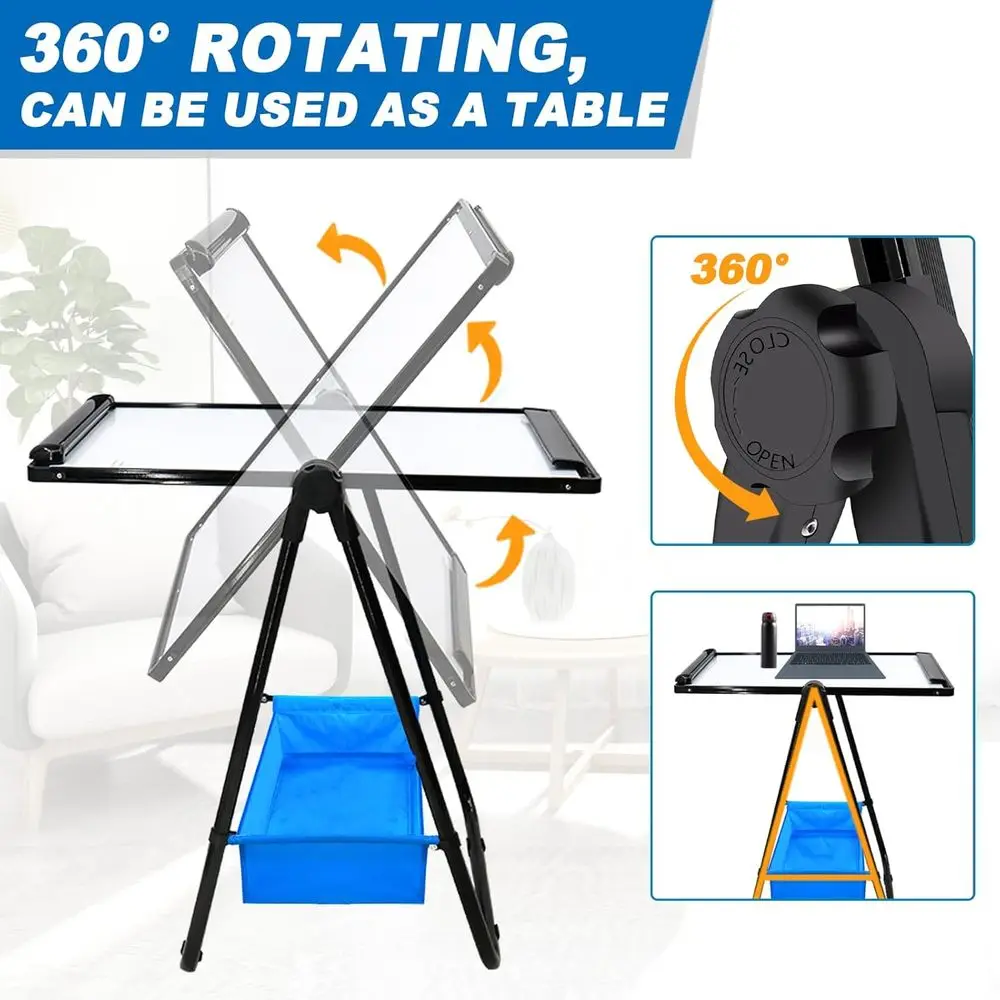 سبورة بيضاء مغناطيسية على شكل حرف U على الوجهين، 28 × 20، ارتفاع قابل للتعديل و360 درجة ° دوار، محمول للمنزل والمكتب والفصول الدراسية لنا #4