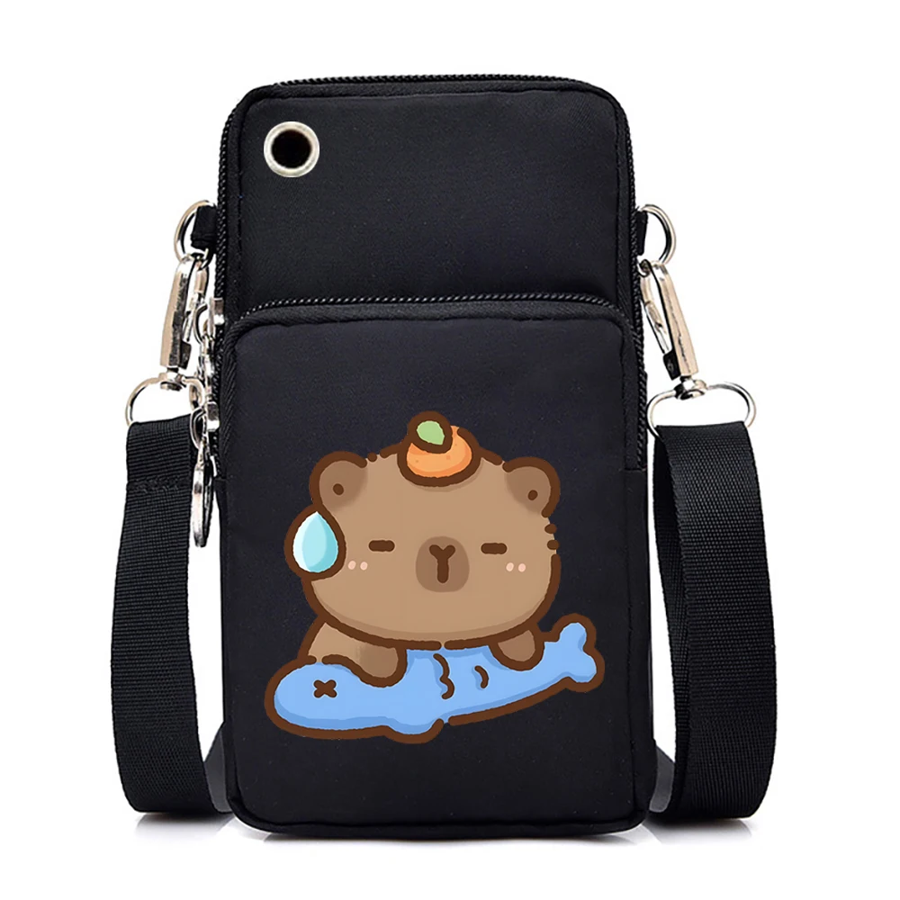 Nowa zabawna torba na telefon komórkowy Capybara damska Mini torba kurierska śliczne Anime kapibara mała torebka typu Crossbody wisząca szyja moneta