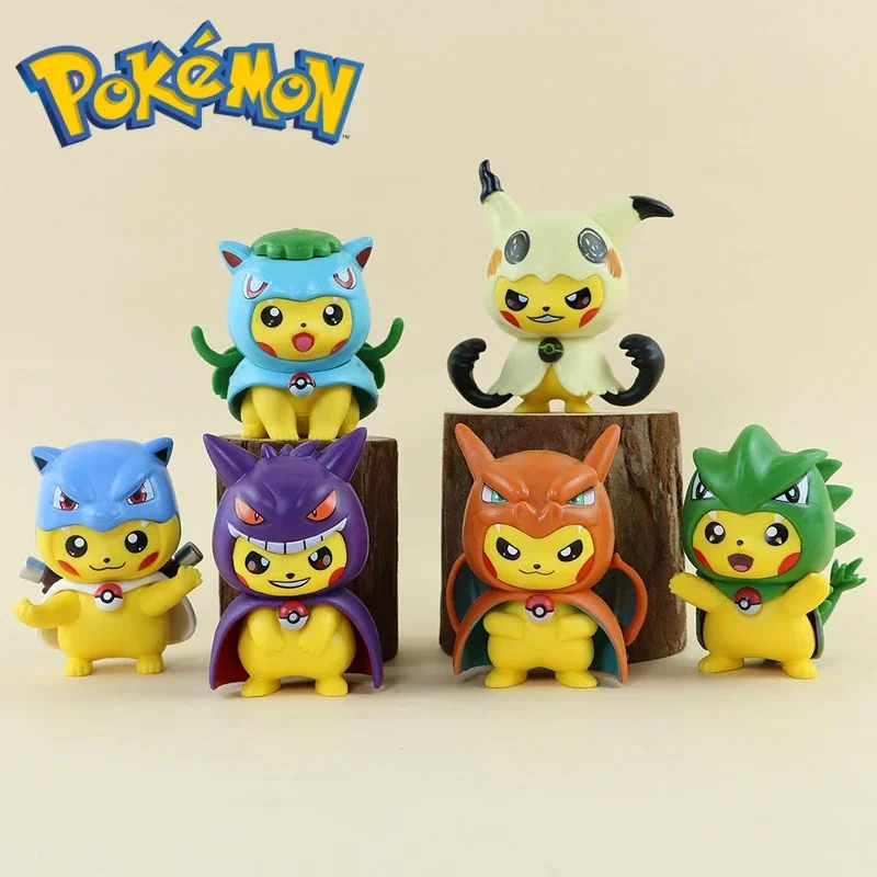 

Pokemon Pikachu Cosplay Gengar Charizard Mimikyu Anime PVC Ornament Toy Cute Car Costume Play Doll Kid Toy Cartoon Birthday Gift