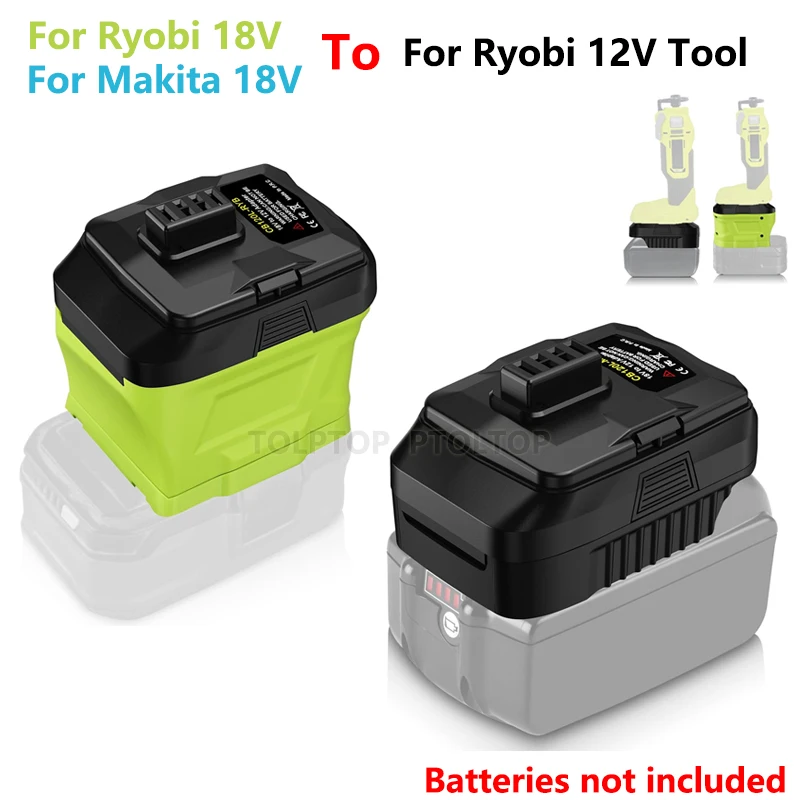 

Адаптер для инструмента Ryobi 12 В, новый адаптер для аккумулятора Makita/Ryobi, литий-ионный аккумулятор 18 В, конвертер для аккумуляторных электроинструментов Ryobi 12 В