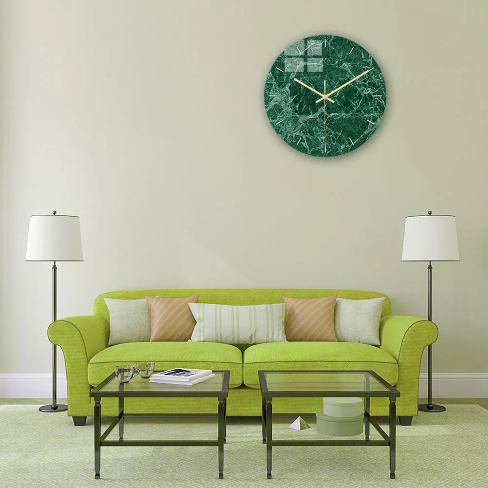 

Modern Marble Wall Clock Large Round Acrylic Silent Non-Ticking Clock For Home Office Bedroom Living Room Easy Install