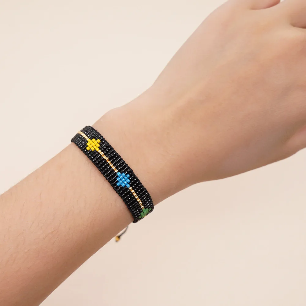 

Bohemia Rice bead bracelet Geometric shape Color mixing Hand-woven Personality National style Creativity Beaded bracelet