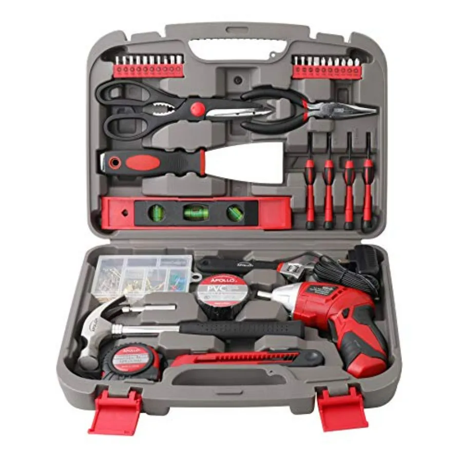 

135 Piece Household Tool Set with Pivoting Dual-Angle 3.6 Volt Lithium-Ion Cordless Screwdriver Most-Needed Tool Selection and